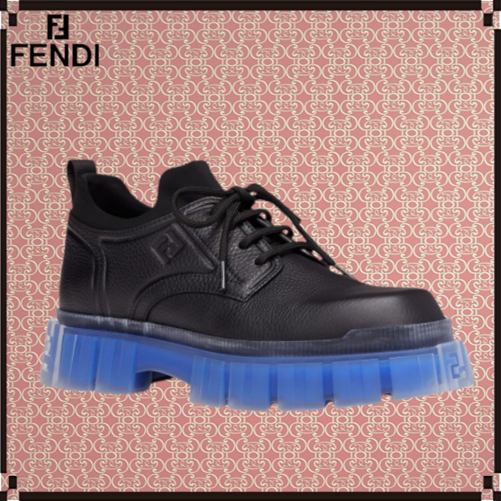 Fendi レースアップシューズ 日本専門店 FENDI ローファー ブラックレザー 22ss FORCE ドレス/ビジネス
