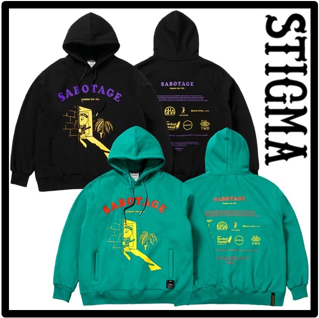 ★関税込★STIGMA★SABOTAGE OVERSIZED HEAVY SWEAT HOODI.E★