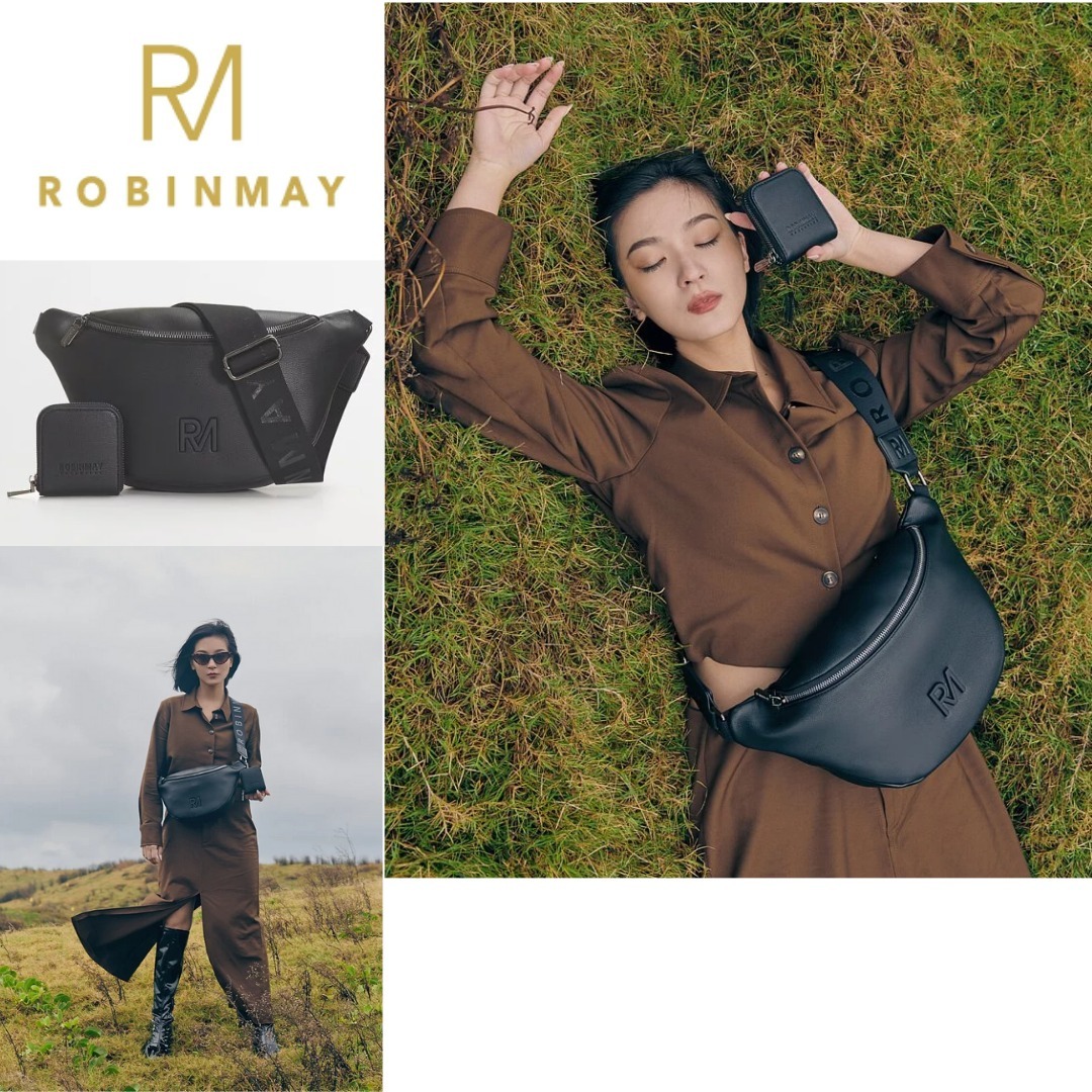 追跡有★ROBINMAY コインケース付 ウエストバッグ 黒 L