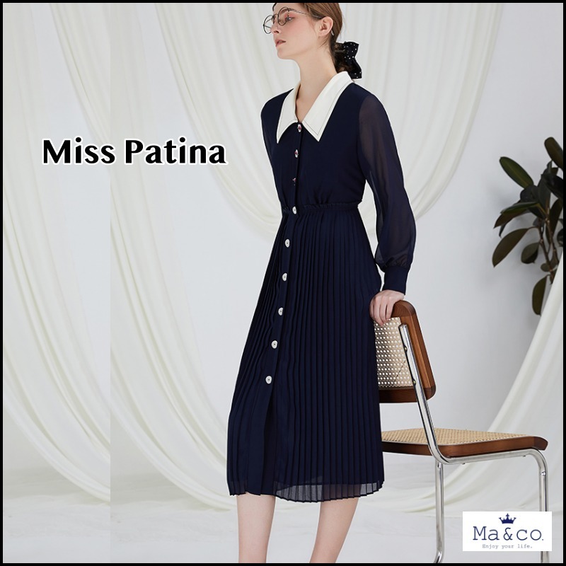 関税送料込 / Miss Patina◇エレガントプリーツミディワンピース