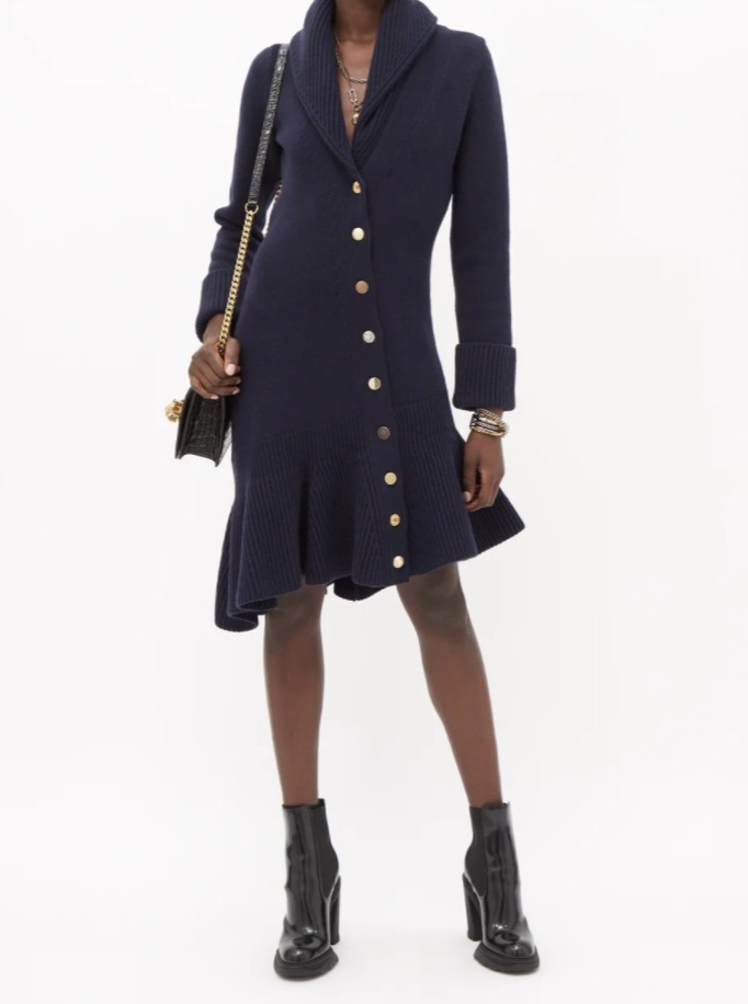 alexander mcqueen ワンピース 【ALEXANDER MCQUEEN】注目のアシンメトリー リブニットドレス(4)