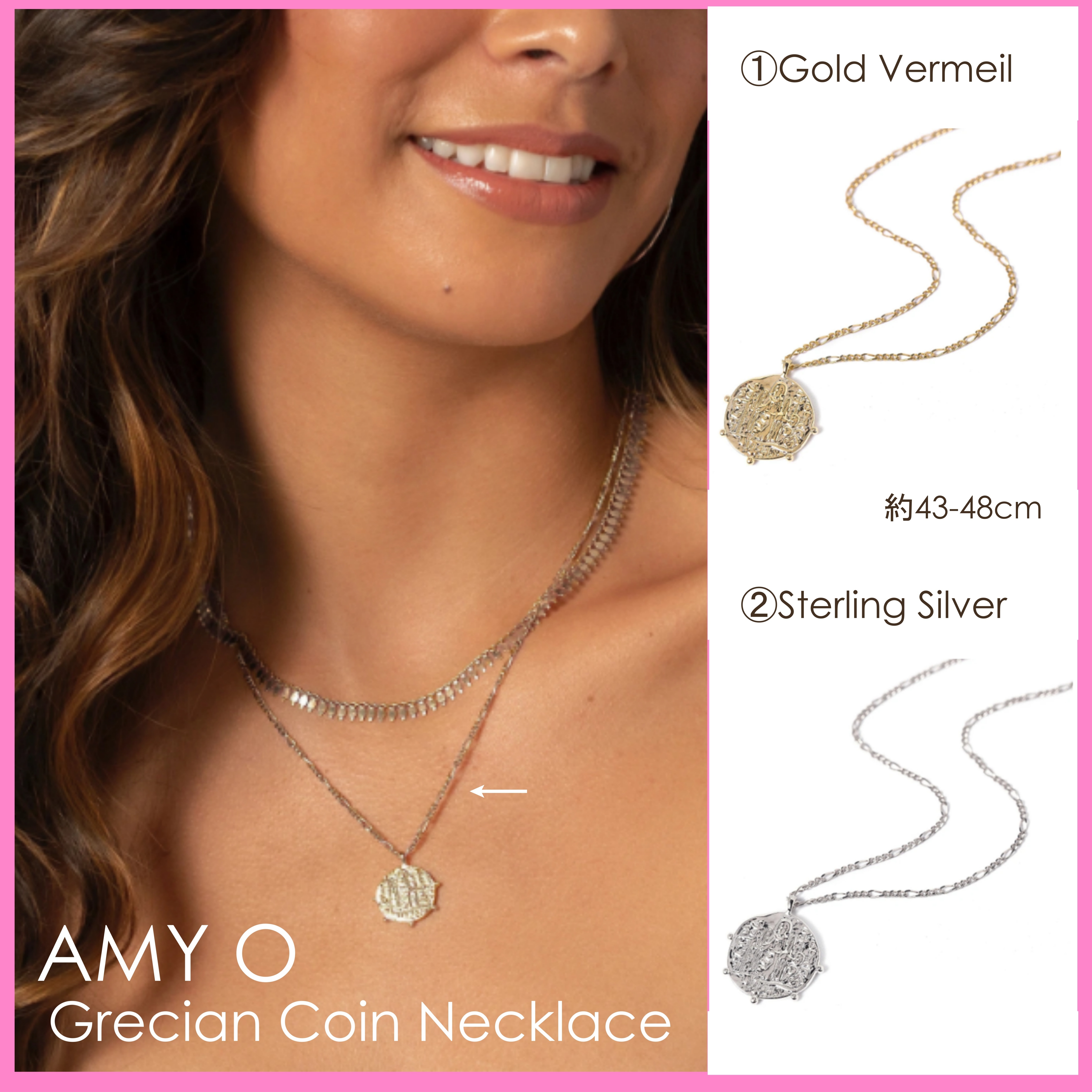 送税込【AMY O】Grecian Coin Necklace ネックレス (2色) 国内発