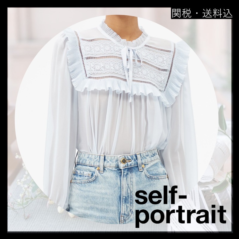 激安価格の 【関税込】SELF PORTRAIT☆人気☆ライトブルーシフォンブラウス ブラウス・シャツ 激安価格の 【関税込】SELF PORTRAIT☆人気☆ライトブルーシフォンブラウス ブラウス・シャツ