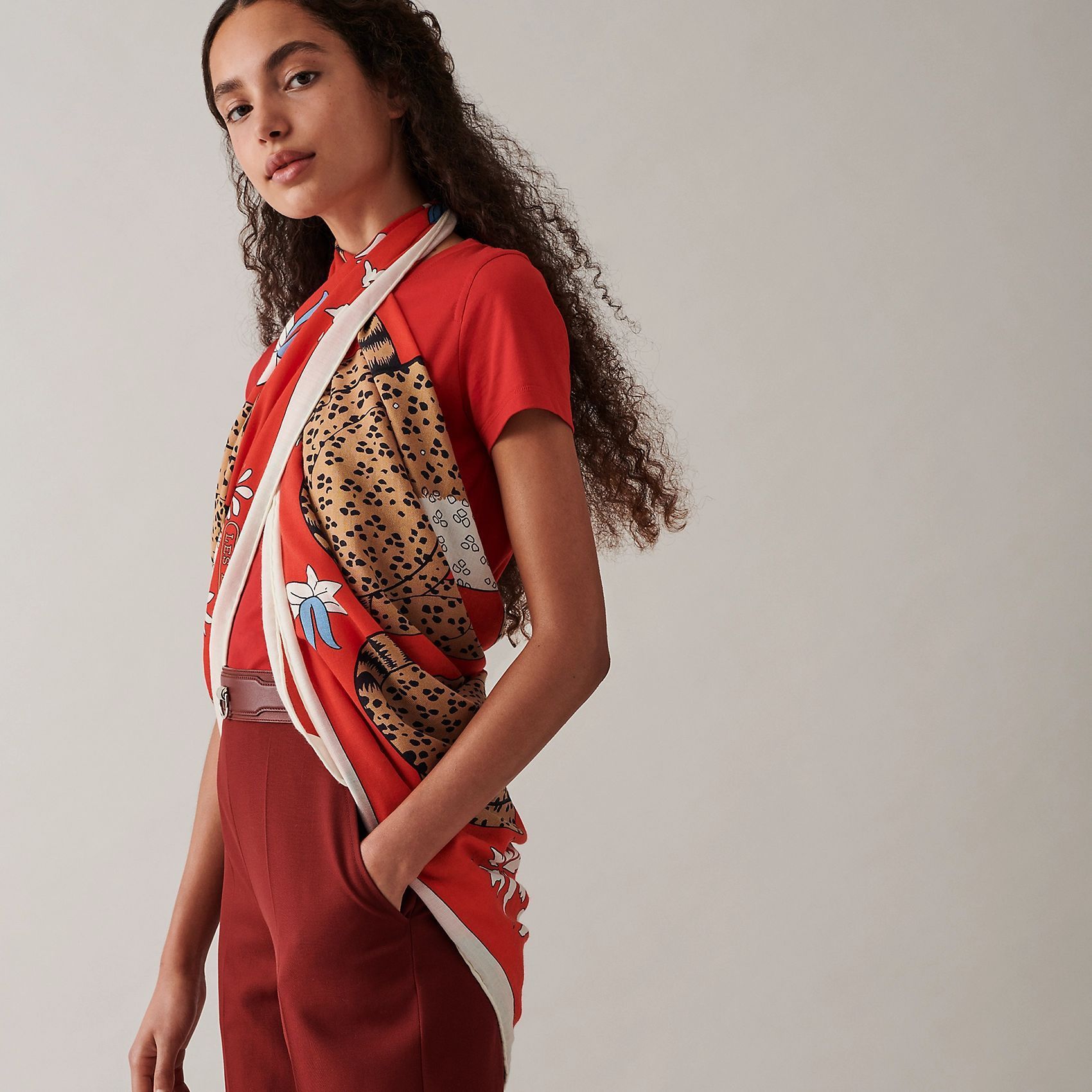 2022SS HERMES カレジェアン《レオパード》カシミア シルク 6色 ...