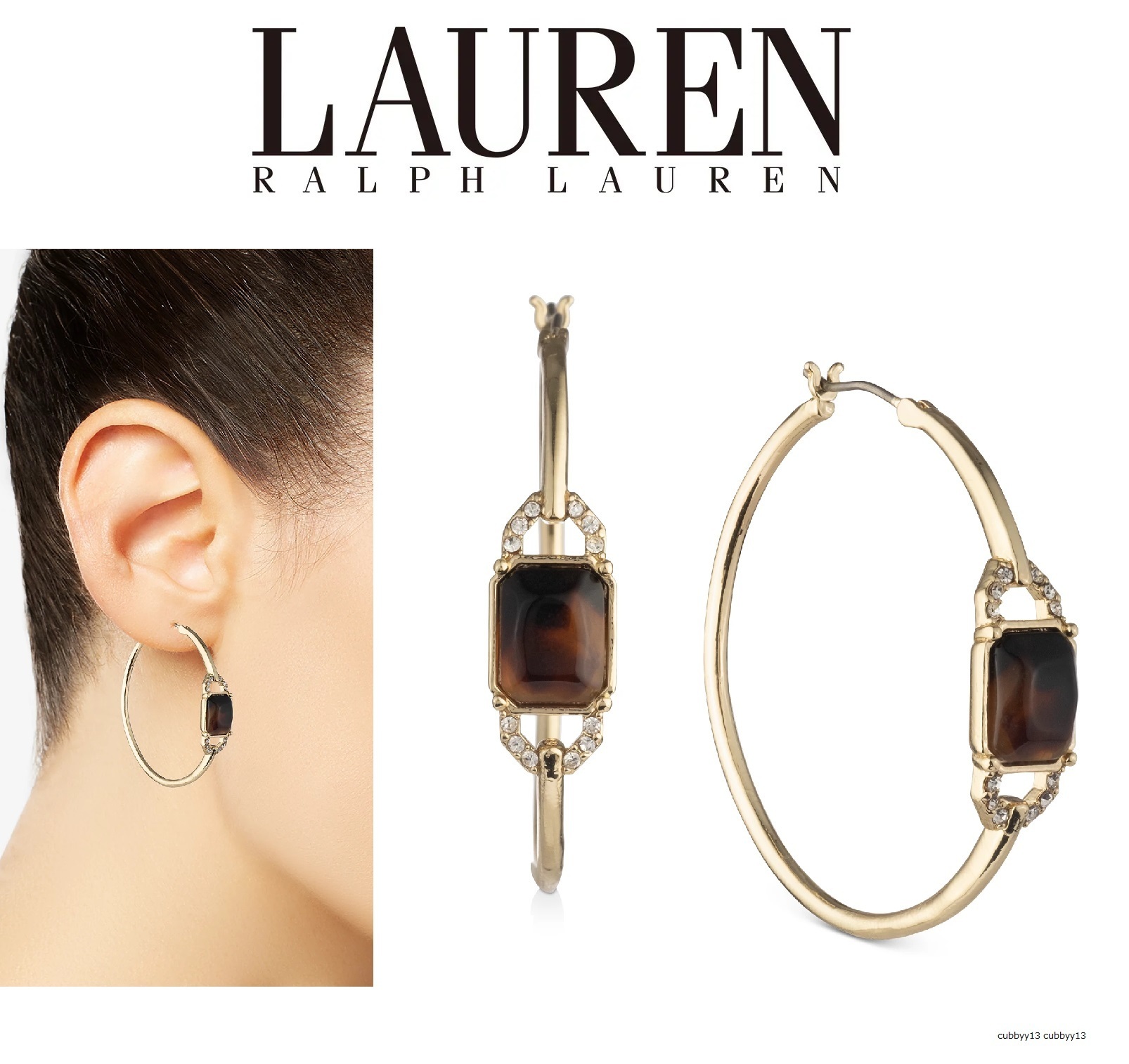 LAUREN RALPH LAUREN☆トータスストーンフープピアス