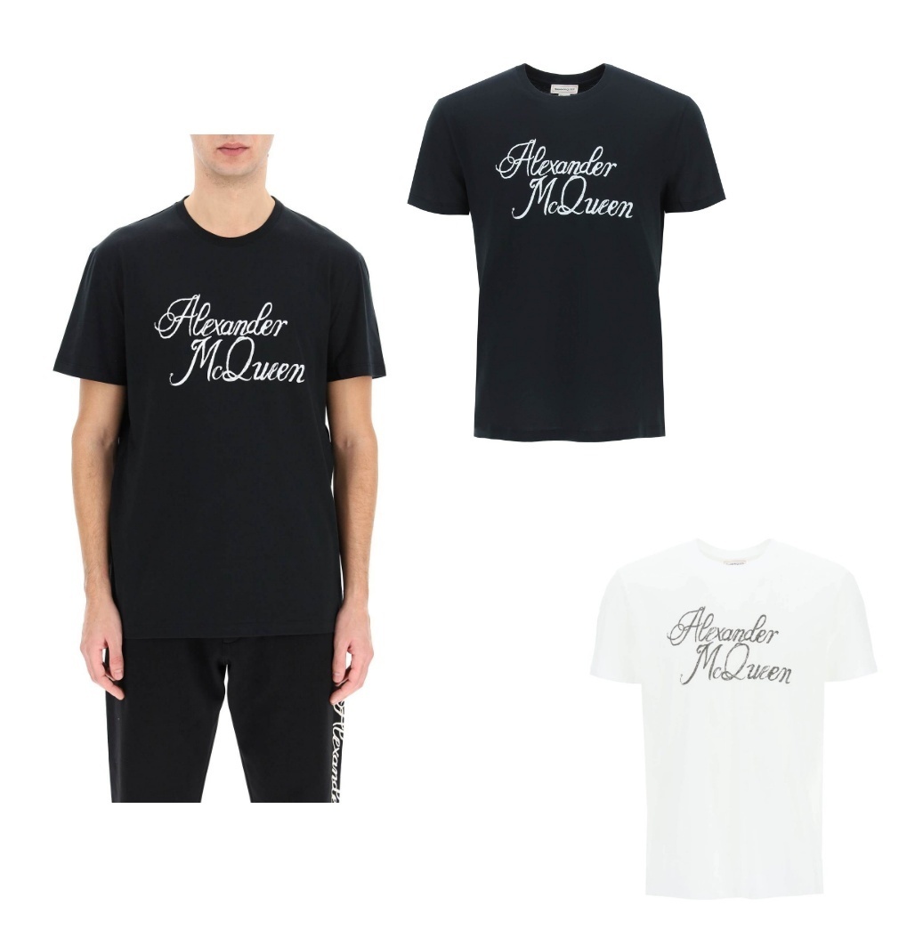 2021セール アレキサンダーマックイーン ロゴコットンTシャツ ブラック Tシャツ・カットソー 2021セール アレキサンダーマックイーン ロゴコットンTシャツ ブラック Tシャツ・カットソー