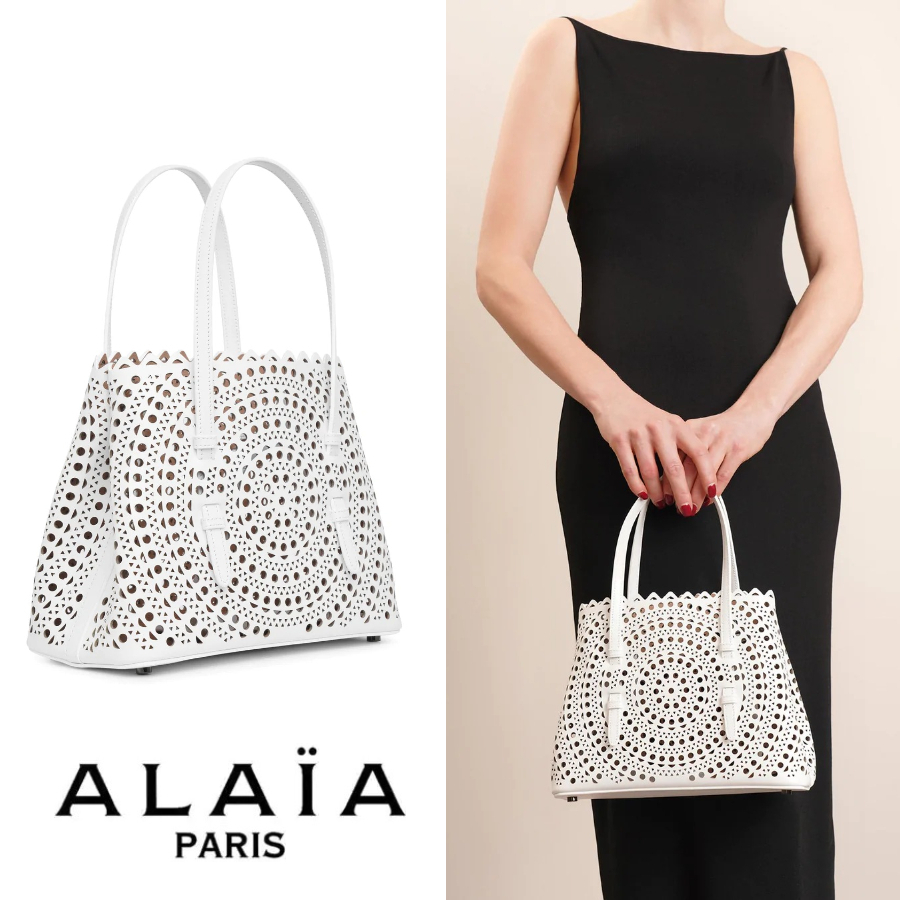 ALAIA (アライア) Mina 25 ホワイトレザートートバッグ www.omniblonde.com