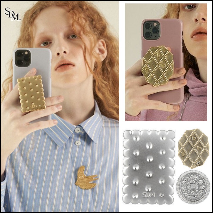 Salut De Miel 韓国 人気 Cookie Jeweltok スマホグリップ テックアクセサリー 色 サイズを選択 Waffle Gold Www Architectes Aup Com