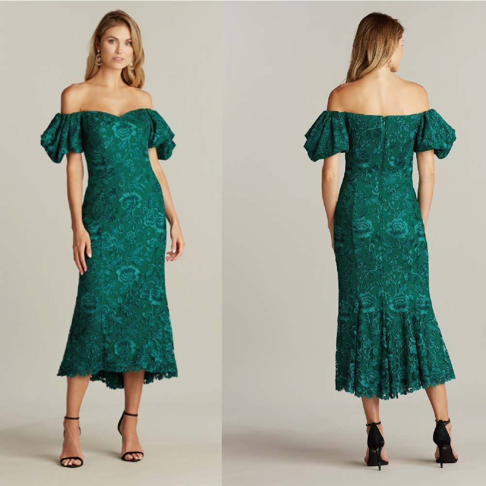 【TADASHI SHOJI】刺繍オフショルドレスマラカイト 独特な店
