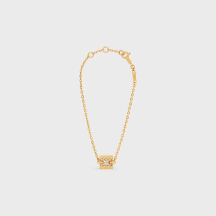 CELINE ブレスレット CELINE☆ Bracelet Cube Triomphe ロゴ Golden Brass Crystals(2)