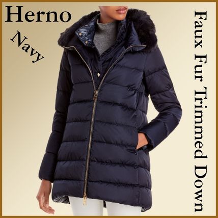 HERNO Down Jackets Stand Collar Coats Cashmere Street Style Plain Medium