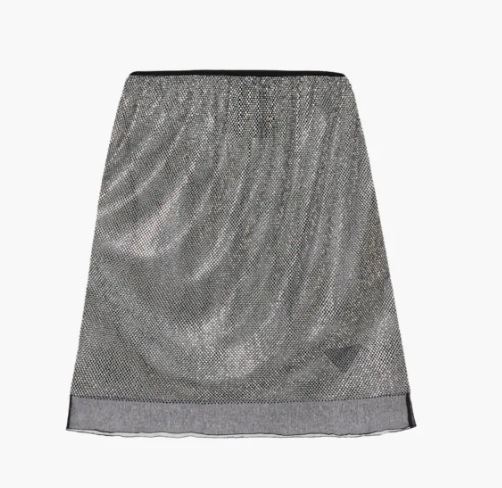 PRADA ミニスカート PRADA*新作*マイクロスタッズ シフォン ミニスカート ロゴ入り(2)