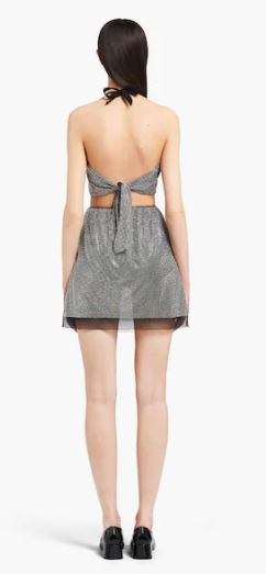 PRADA ミニスカート PRADA*新作*マイクロスタッズ シフォン ミニスカート ロゴ入り(5)