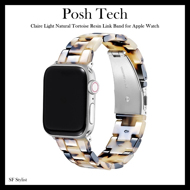 Posh Tech★上品なナチュラルべっ甲柄APPLE WATCHストラップ