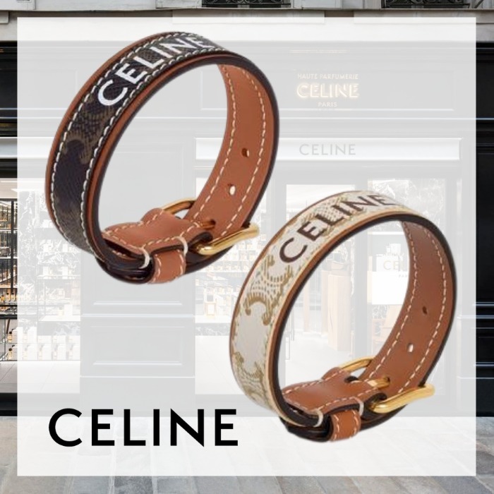 2022SS セリーヌ CELINEトリオンフキャンバス レザーブレスレット