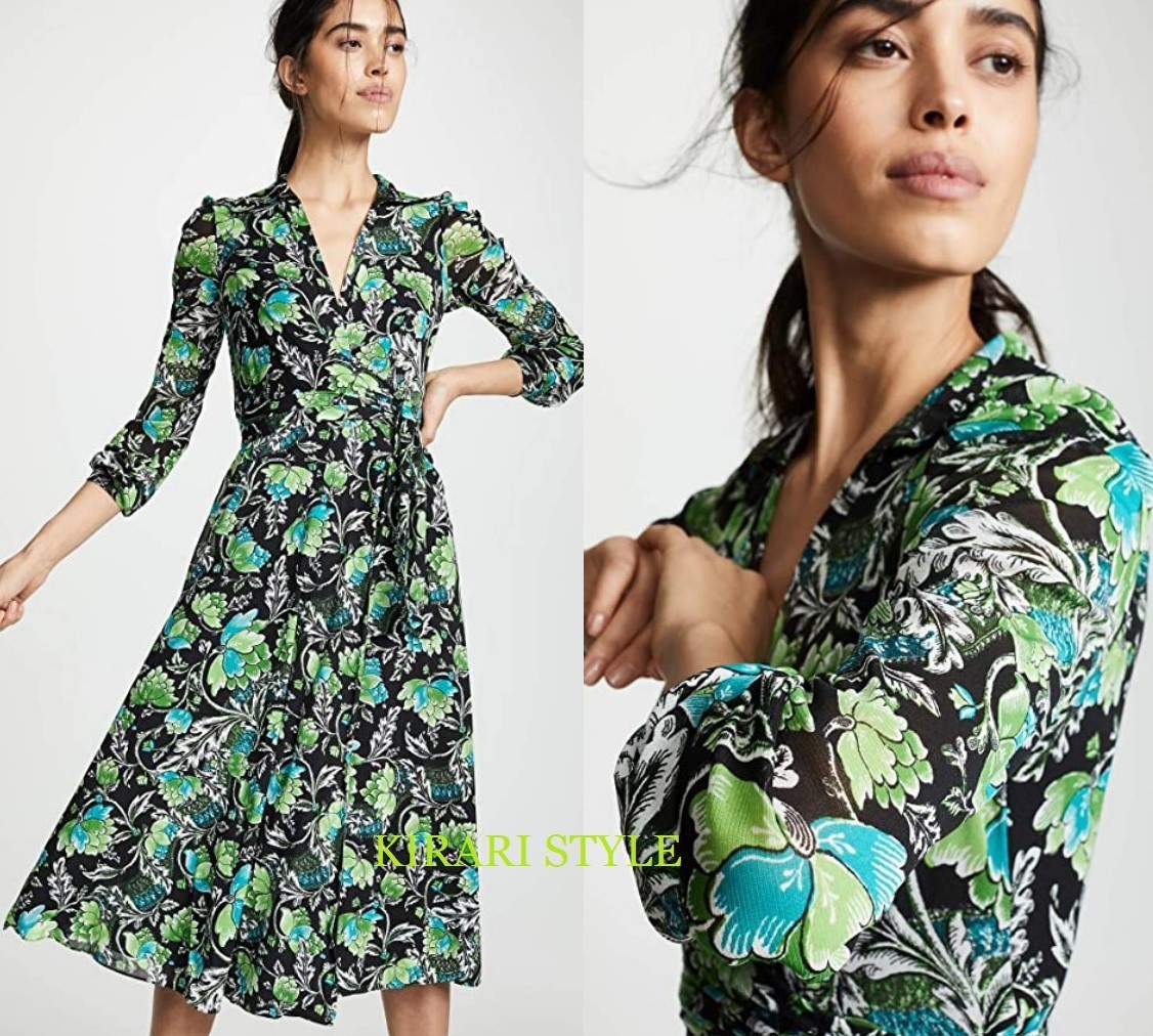 DVF Phoenix 美ライン 落ち着きある お花柄 大人のラップワンピ