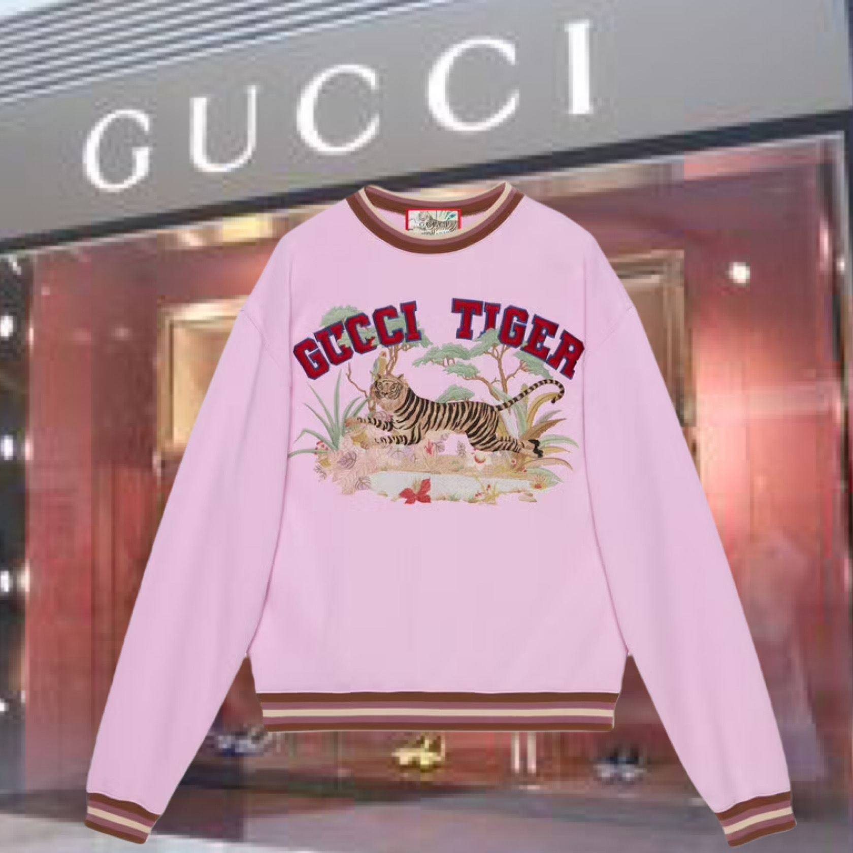 充実の品 GUCCI ★タイガーコットンスウェットシャツ★ ニット・セーター 充実の品 GUCCI ★タイガーコットンスウェットシャツ★ ニット・セーター