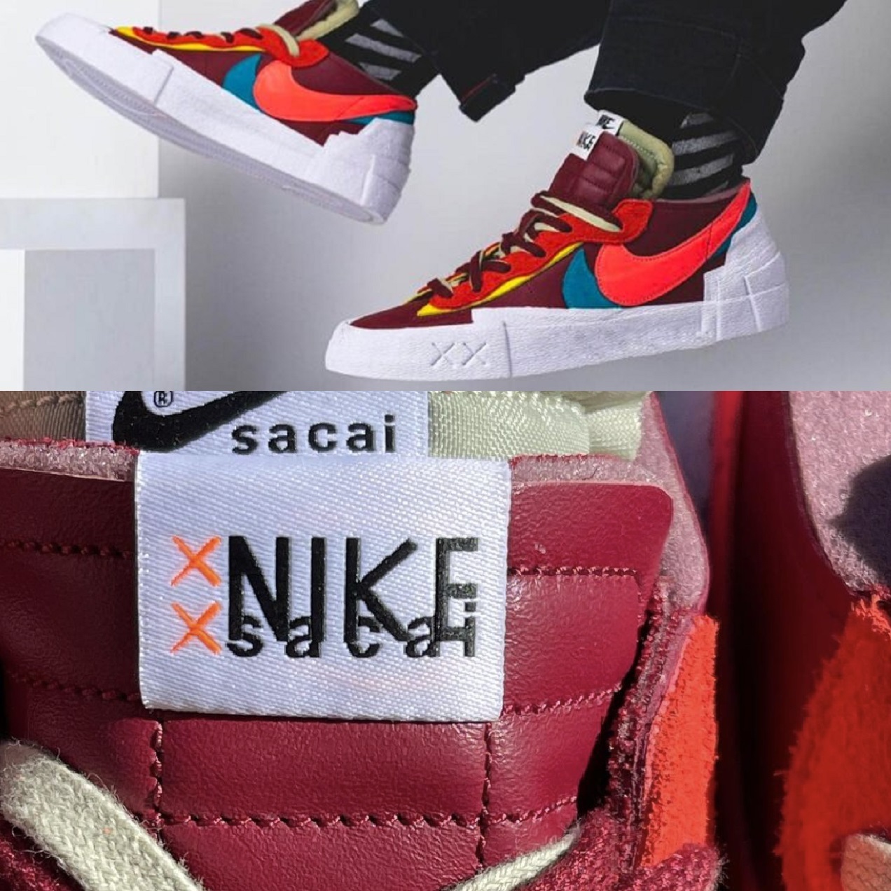 入手困難人気Orange!! Nike SACAI X BLAZER LOW 'Kaws Red'