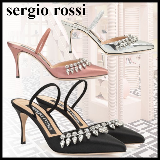 【Sergio Rossi】Godiva スリングバック サテン ハイヒール パンプス 【Sergio Rossi】Godiva スリングバック サテン ハイヒール パンプス