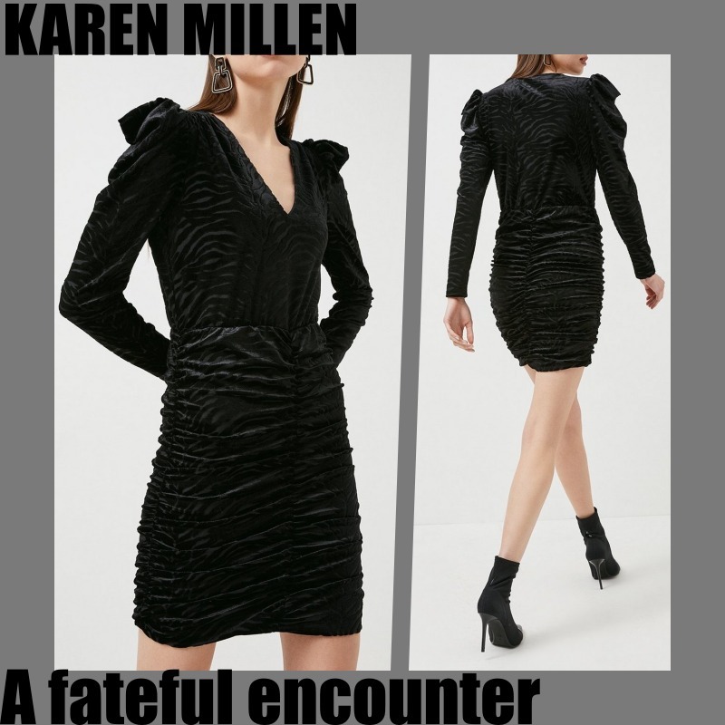 当社の 【KAREN MILLEN】ストレッチベルベットゼブラミニドレス♪ ワンピース 当社の 【KAREN MILLEN】ストレッチベルベットゼブラミニドレス♪ ワンピース
