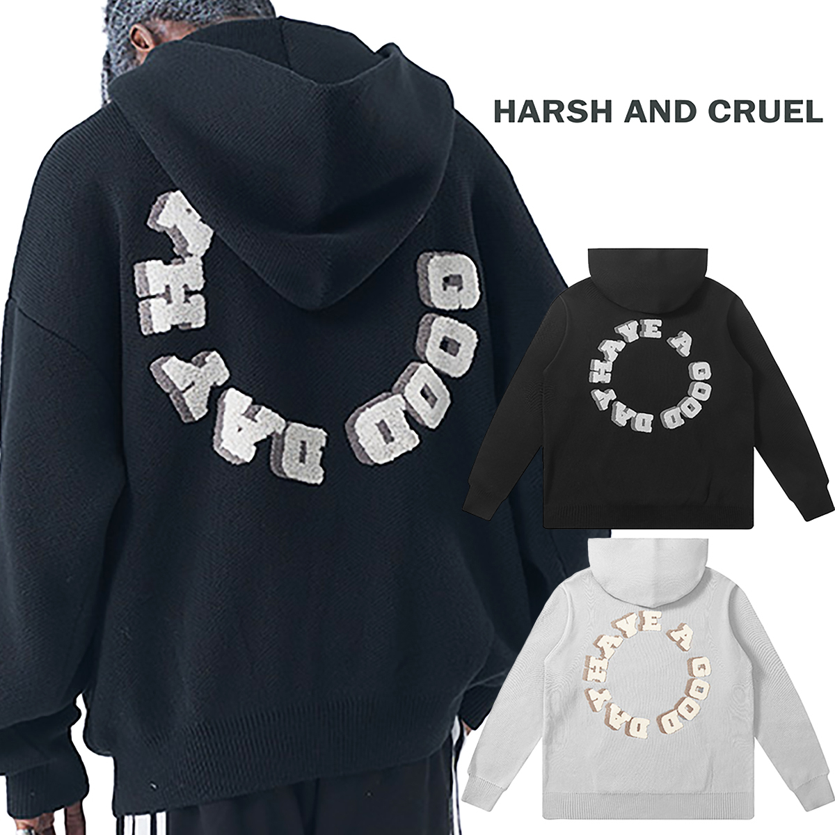 即日発送 HARSH AND CRUEL 正規品 男女兼用 ニット パーカー