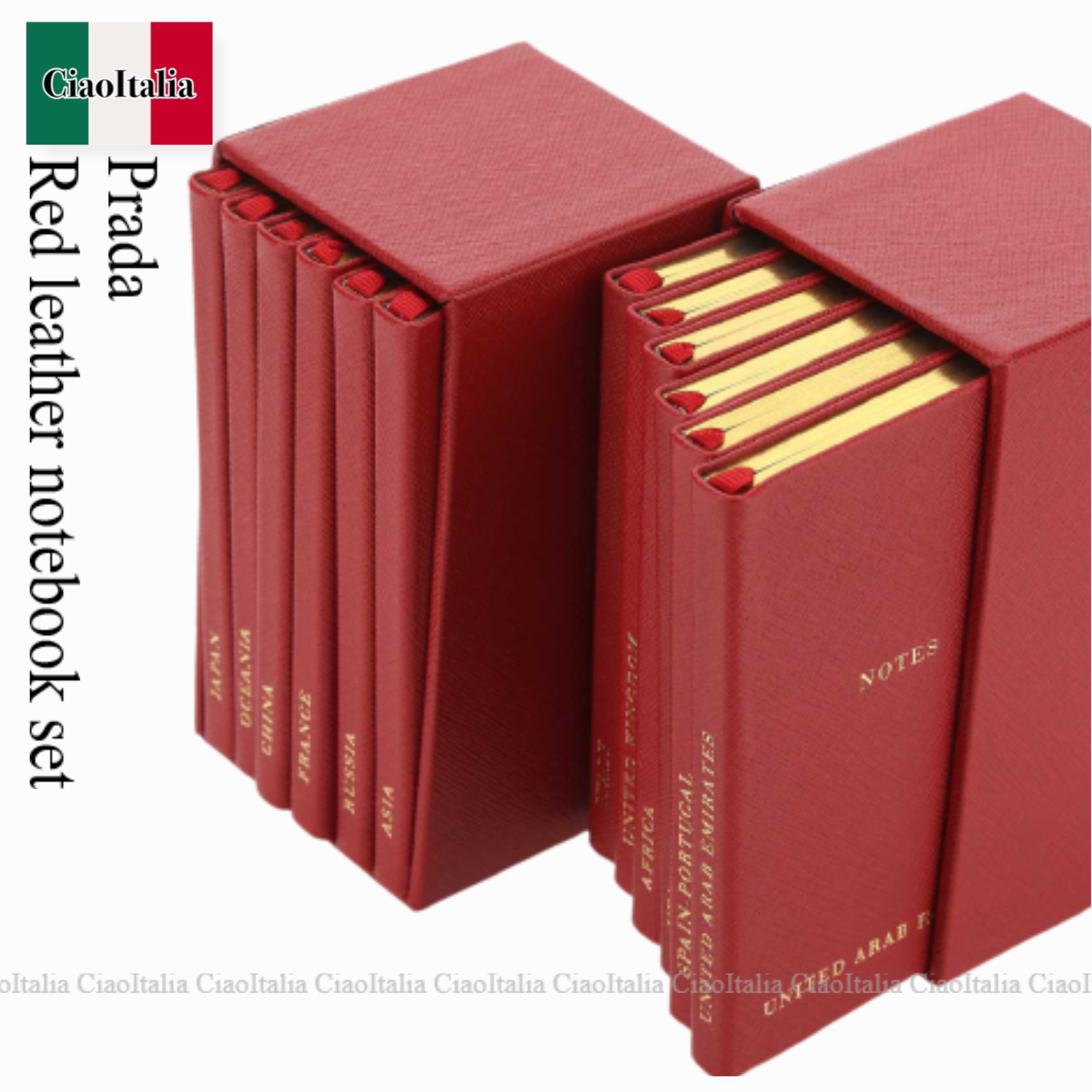 Prada Red leather notebook set ノート Prada Red leather notebook set ノート