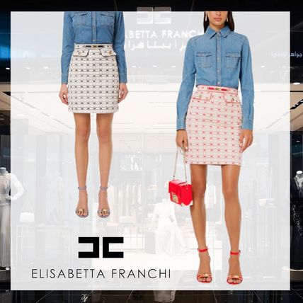ホワイト(白)系 ELISABETTA FRANCHI x ミニスカート(レディース ホワイト(白)系 ELISABETTA FRANCHI x ミニスカート(レディース