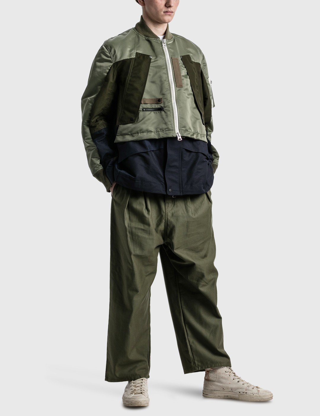 アウトレット 美品 SACAI ナイロン ツイル ミックス コート