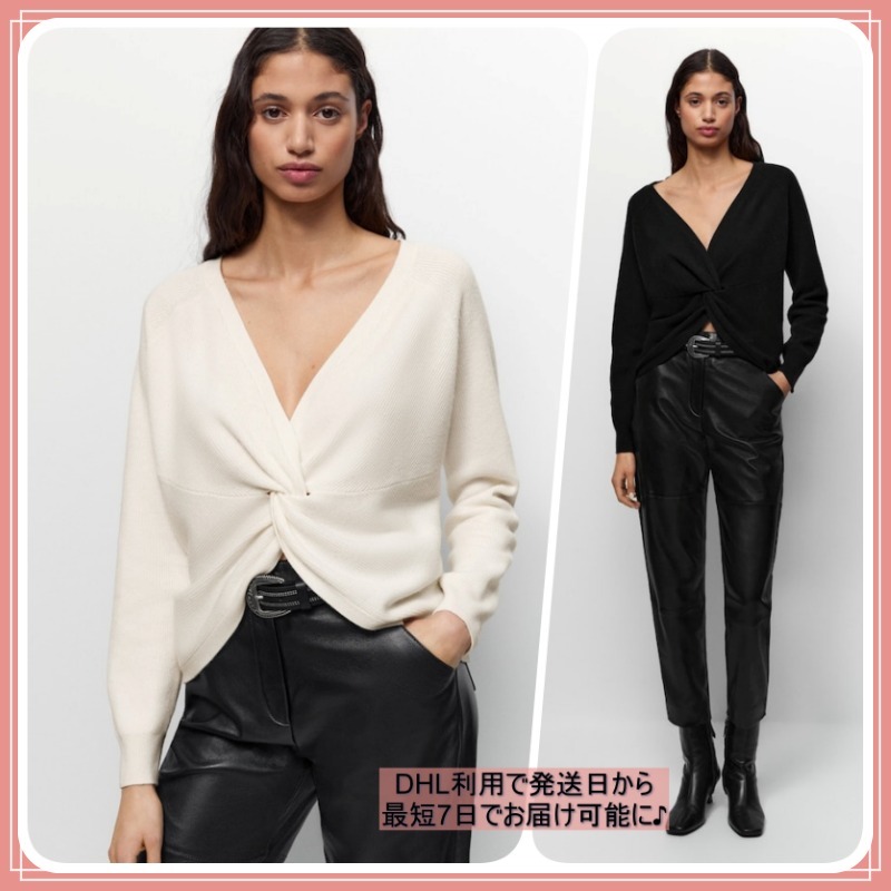 新作揃え 大人の逸品◆Massimo Dutti◆カシミア混リブ編みの結び目ニット ニット・セーター 新作揃え 大人の逸品◆Massimo Dutti◆カシミア混リブ編みの結び目ニット ニット・セーター
