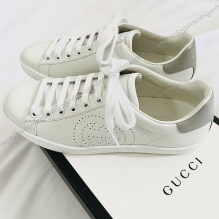 GUCCI Low-Top Lace-up Casual Style Unisex Street Style Leather Logo Outlet 2