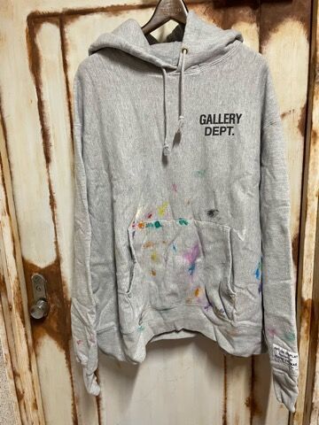 GALLERY DEPT.☆関税込☆DEPT ロゴ ペイント フーディー グレー GALLERY DEPT. ギャラリーデプト LOGO PRINT PAINT HOODIE ロゴ