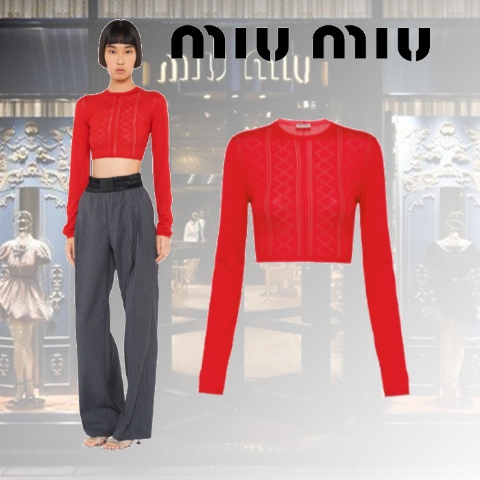 人気 【★日本未入荷★】 MIUMIU ☆ クルーネックセーター ニット・セーター 人気 【★日本未入荷★】 MIUMIU ☆ クルーネックセーター ニット・セーター