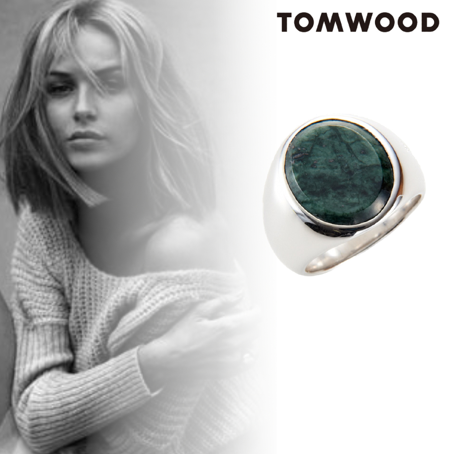 すぐ届く TOM WOOD リング THE OVAL GREEN MARBLE 男女OK ギフト ...