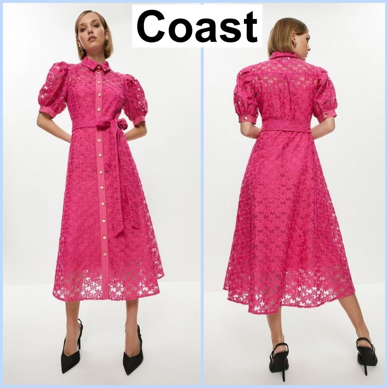 イギリス発☆Coast レースパフスリーブミディドレス☆関税送料込 ワンピース イギリス発☆Coast レースパフスリーブミディドレス☆関税送料込 ワンピース