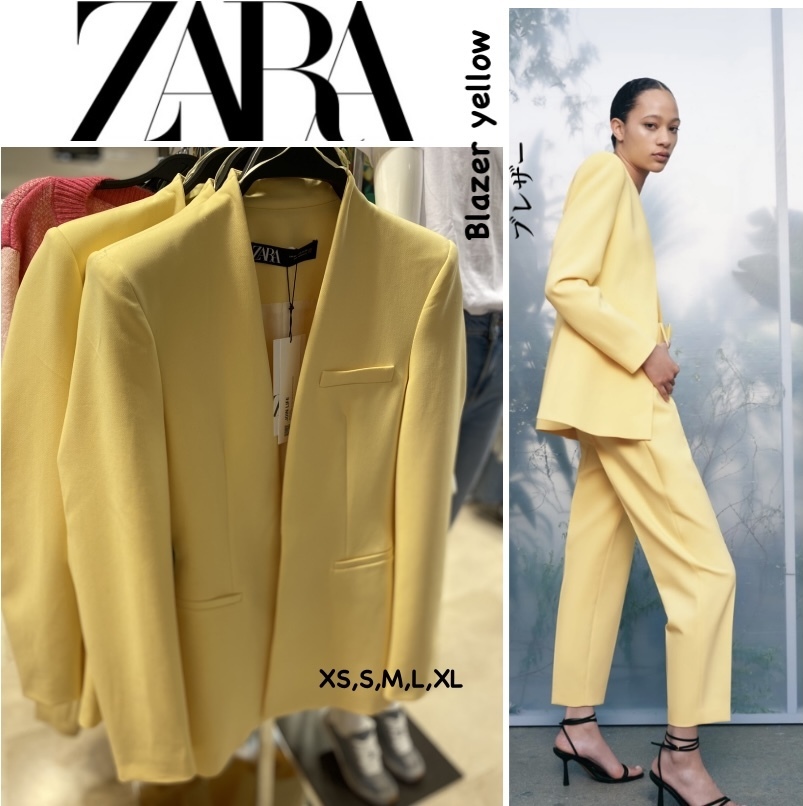 【ZARA】’22 春新作!スリムフィットブレザー イエロー ジャケット 【ZARA】’22 春新作!スリムフィットブレザー イエロー ジャケット