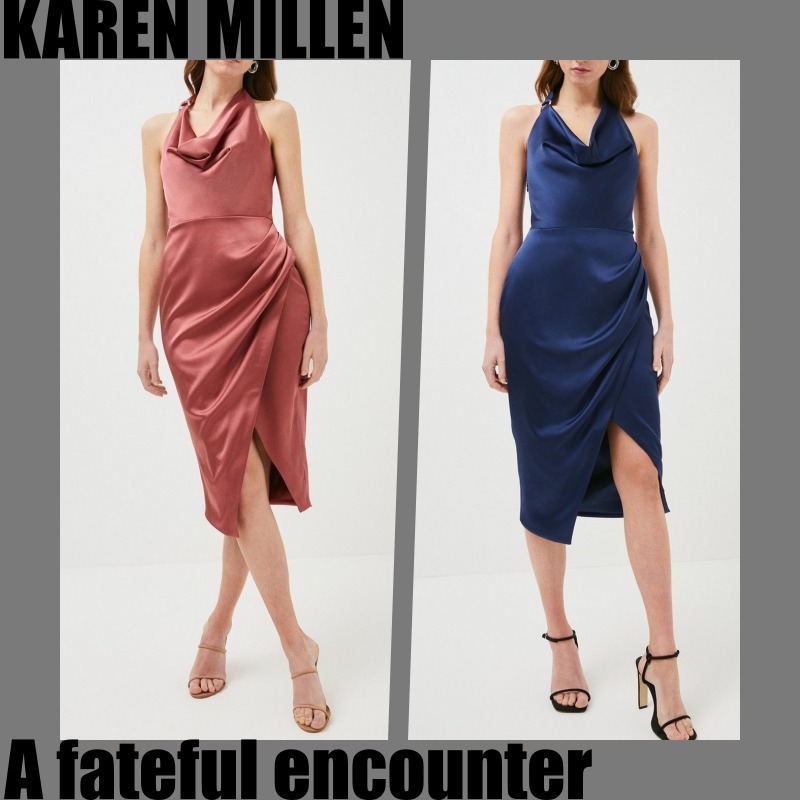 【2021?新作】 【KAREN MILLEN】テーラードサテンドレープホルタードレス♪ パーティードレス 【2021?新作】 【KAREN MILLEN】テーラードサテンドレープホルタードレス♪ パーティードレス