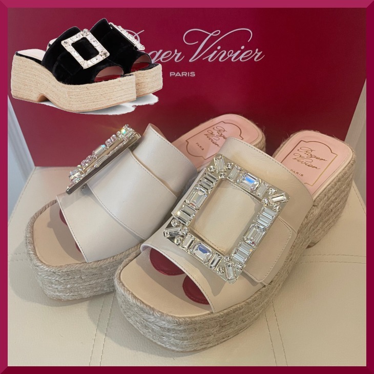 【Roger Vivier】ストラスバックル エスパドリーユサンダル
