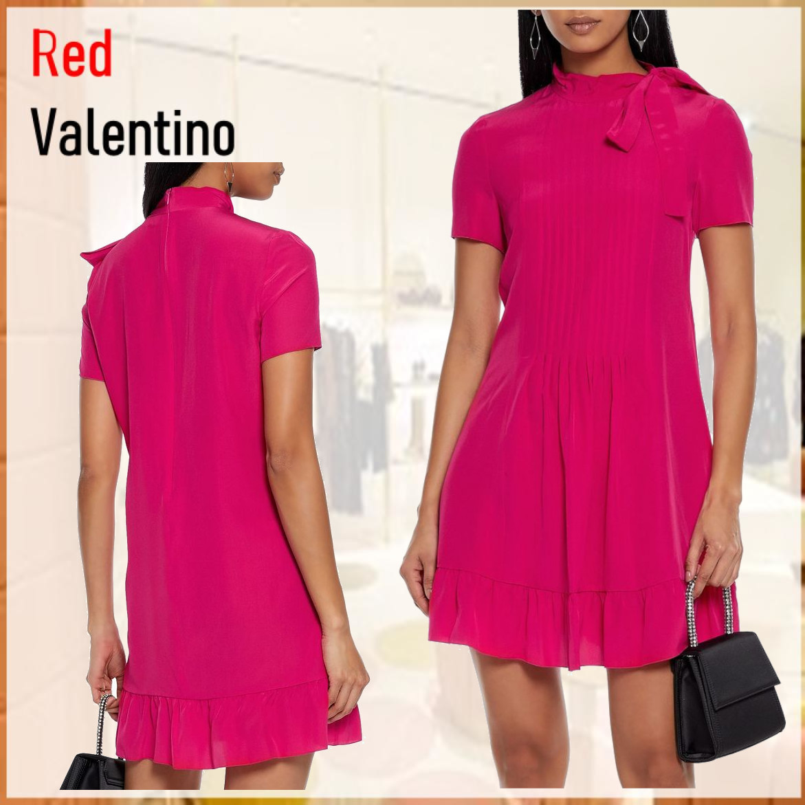 国内発送☆RED VALENTINO リボンタイシルク ミニワンピース 素敵 ワンピース 国内発送☆RED VALENTINO リボンタイシルク ミニワンピース 素敵 ワンピース