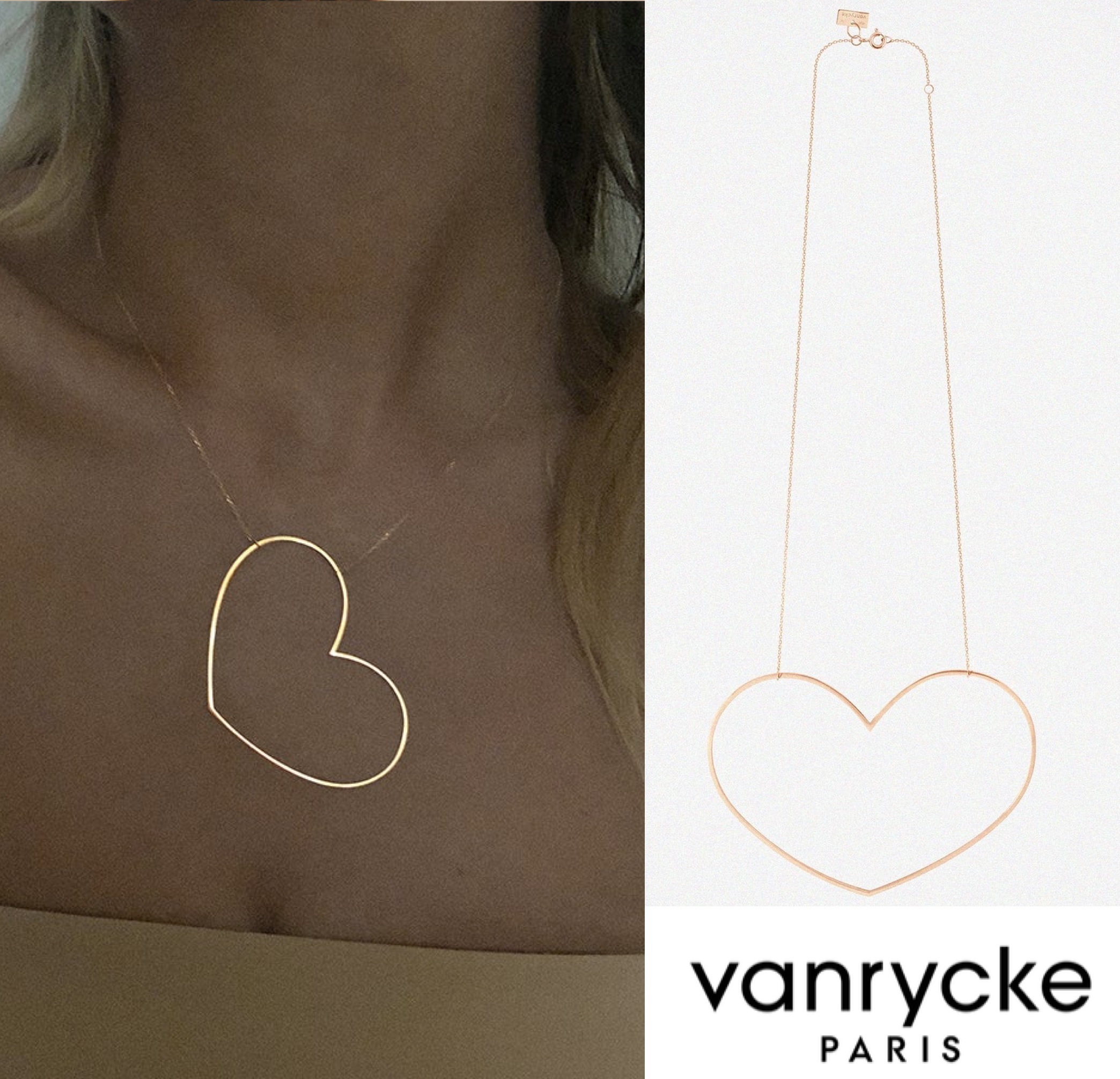 ★パリ発 vanrycke★ Angie ラージ ハート ネックレス ROSE GOLD