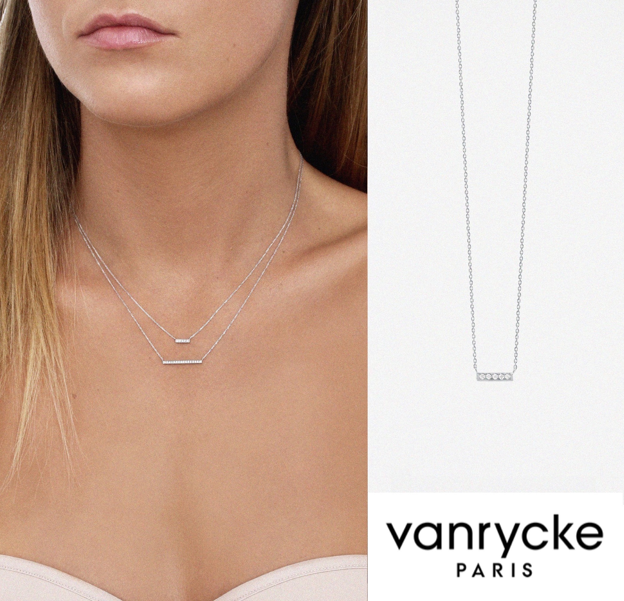 ★パリ発 vanrycke★ Medellin 3 ダイアモンド ネックレス WHITE