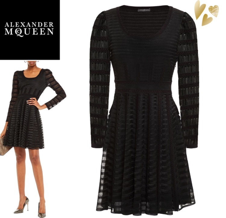 Alexander McQueen Pleated embroidered open-knit mini dress ワンピース Alexander McQueen Pleated embroidered open-knit mini dress ワンピース