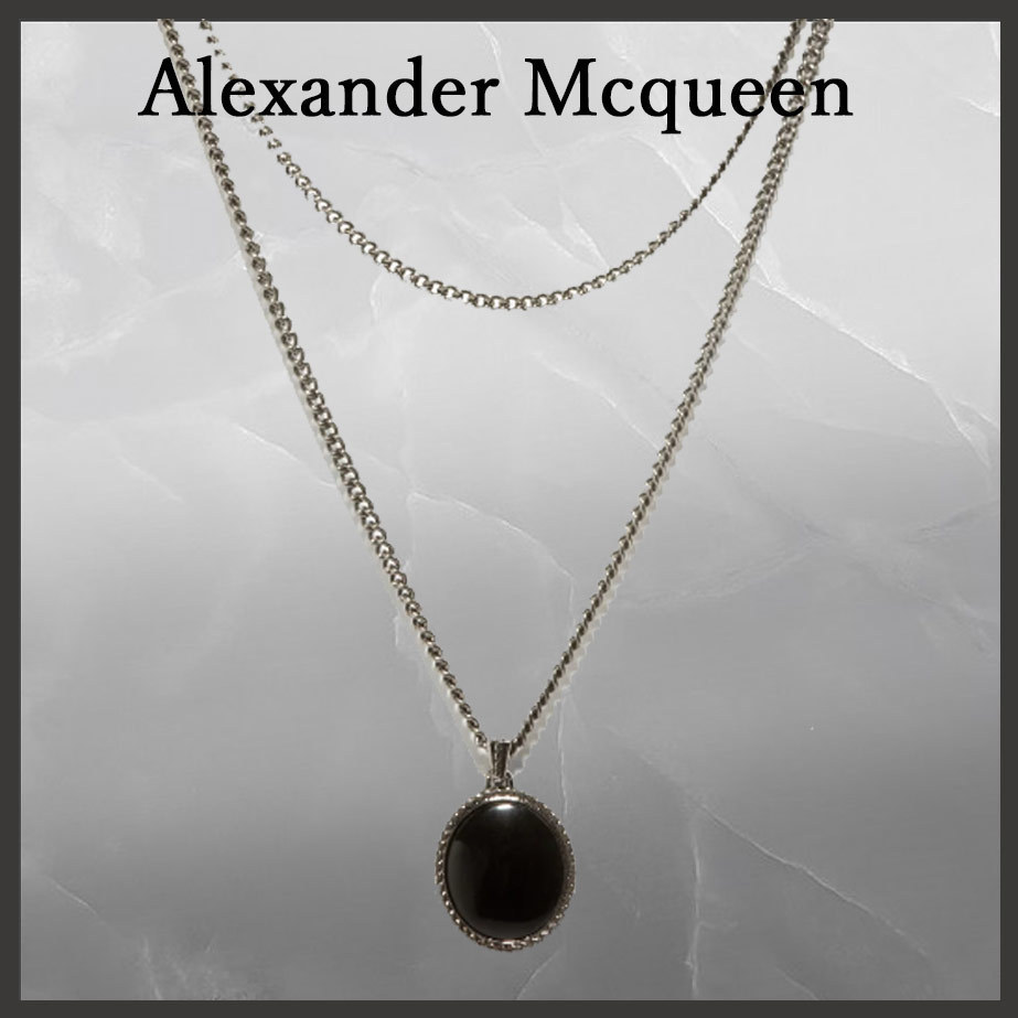 【AlexanderMcQueen】スカル オニキス ダブルチェーンネックレス ネックレス・チョーカー 【AlexanderMcQueen】スカル オニキス ダブルチェーンネックレス ネックレス・チョーカー