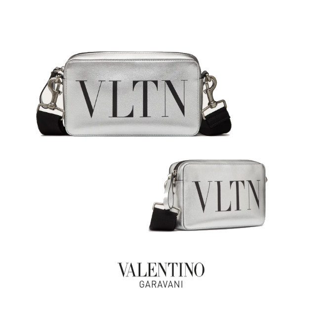 【VALENTINO】クロスボディバッグ VLTN レザー シルバー カーフ ショルダーバッグ 【VALENTINO】クロスボディバッグ VLTN レザー シルバー カーフ ショルダーバッグ