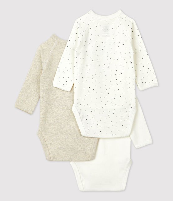 PETIT BATEAU ベビー肌着・下着 PETIT BATEAU 前開き長袖ボディ3枚セット 1M〜12M(3)