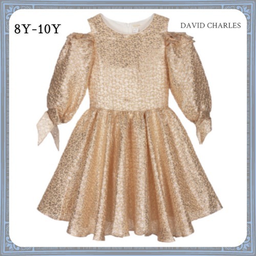 DAVID CHARLES ★ Beige & Gold ブロケードドレス ★ 8-10Y