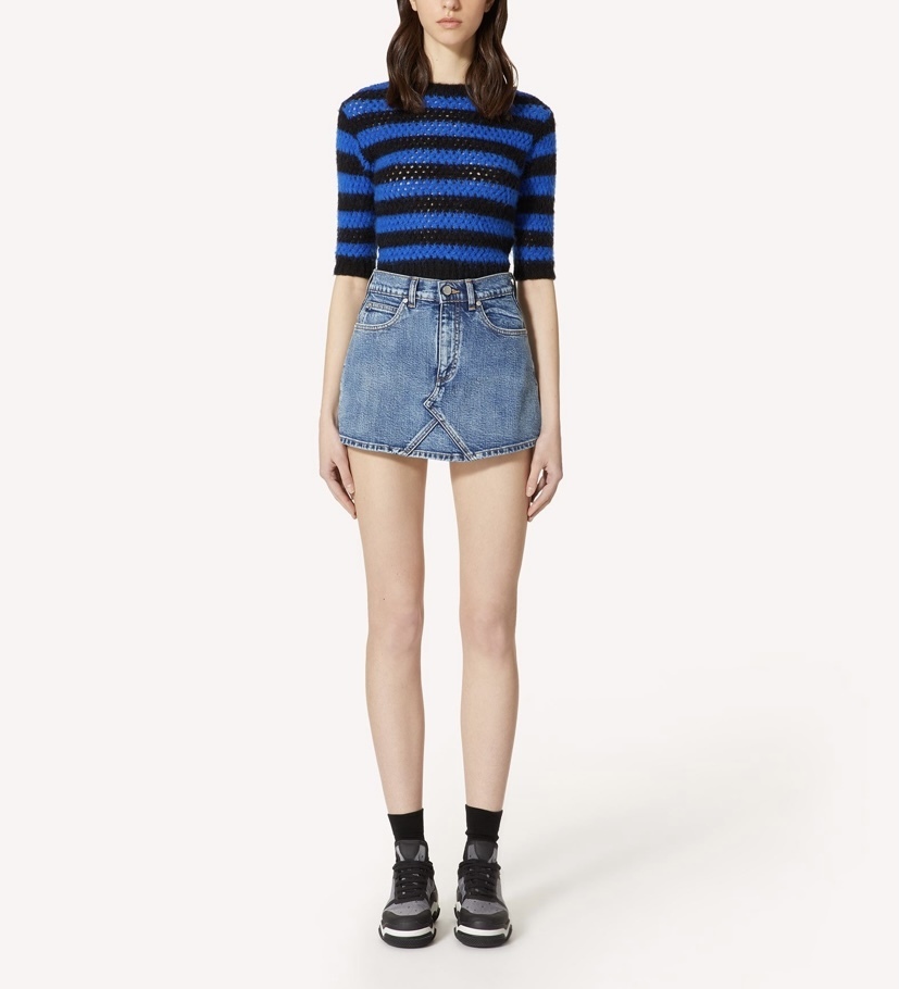 RED VALENTINO ショートパンツ RED VALENTINO スコート デニムパッチワーク バタフライ(4)