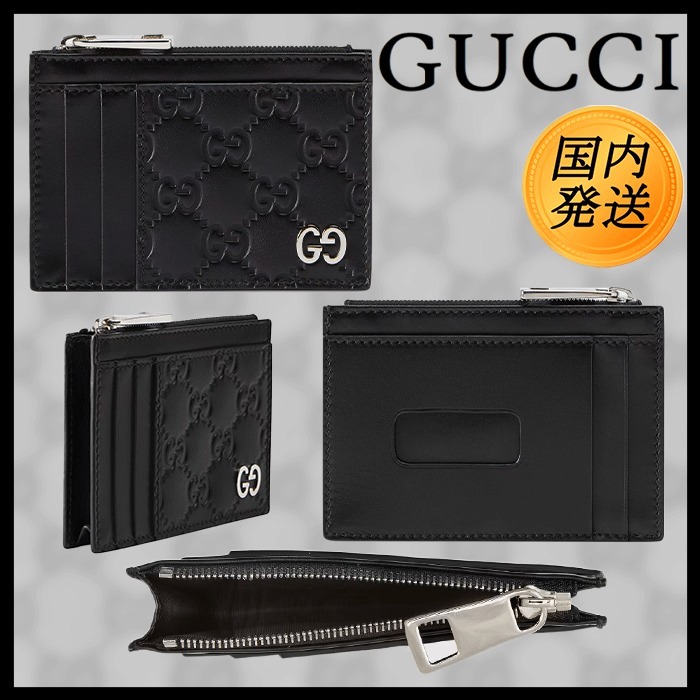 国内発送☆GUCCI】グッチ シグネチャー レザー カードケース (GUCCI