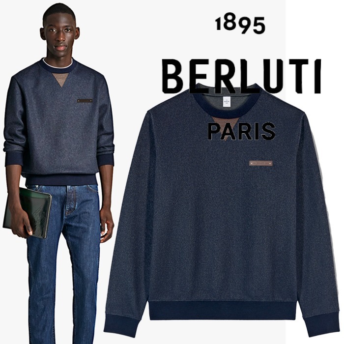22SS◆新作【Berluti】スウェットシャツ レザーディテール 22SS◆新作【Berluti】スウェットシャツ レザーディテール