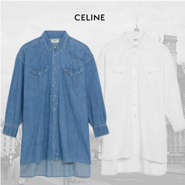 新作☆CELINE カウボーイデニムシャツ/ロング 注目ブランド