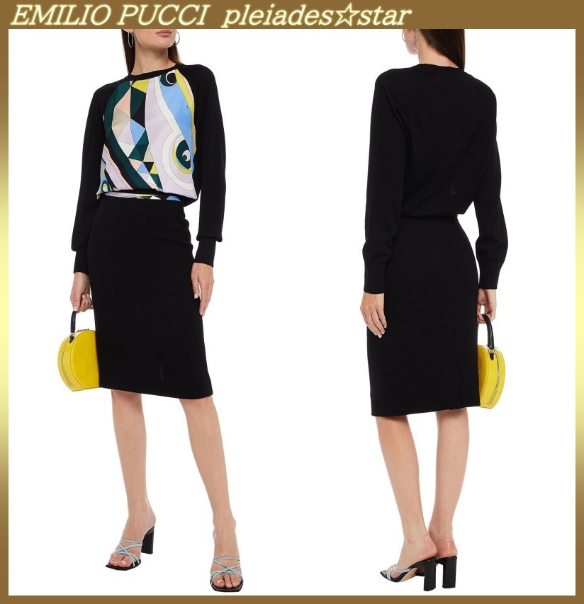 EMILIO PUCCI☆ シルクトリム ウールクレープ ペンシルスカート EMILIO PUCCI☆ シルクトリム ウールクレープ ペンシルスカート